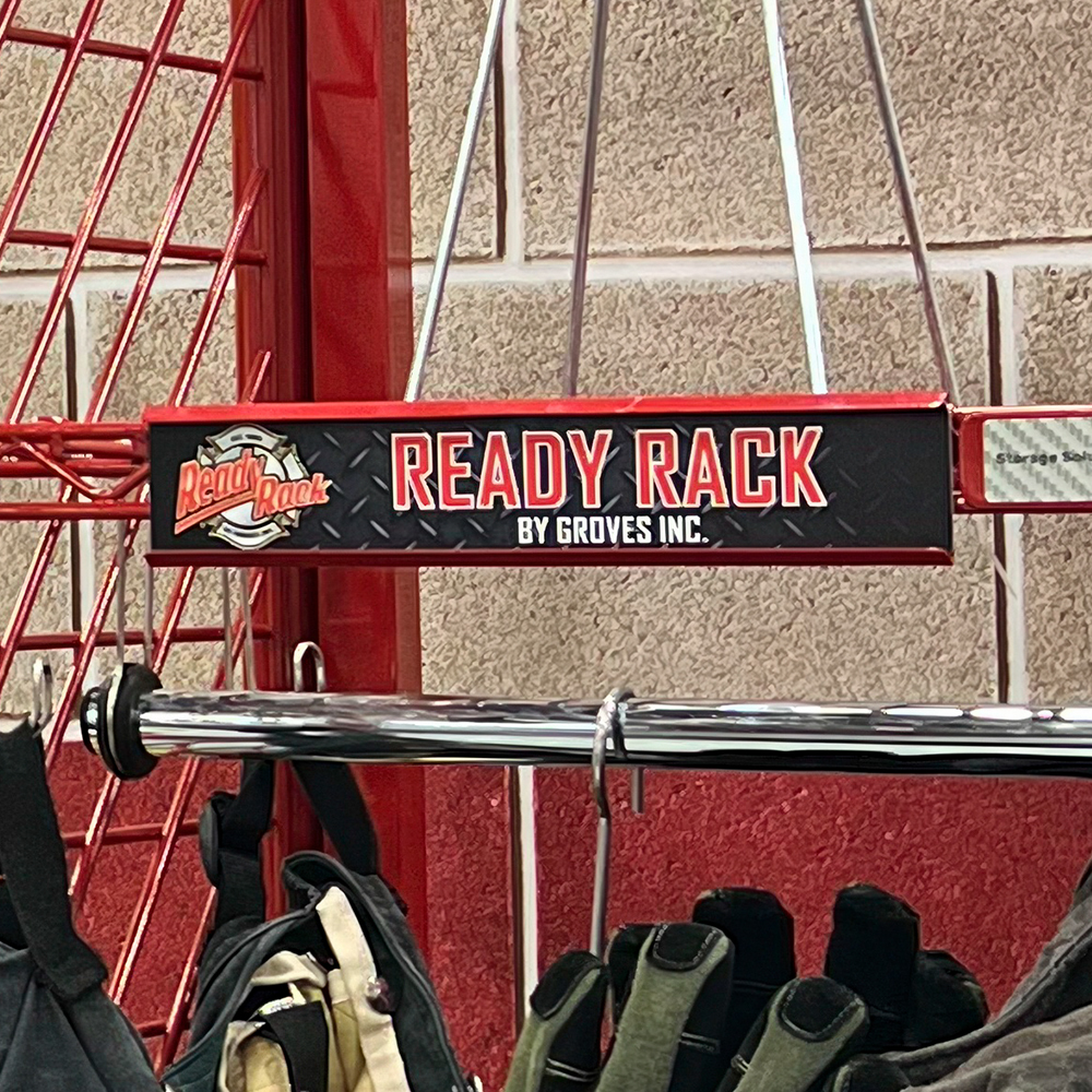 Ready Rack Metal Label Holder shown with custom Taylor's Tins Name Plate